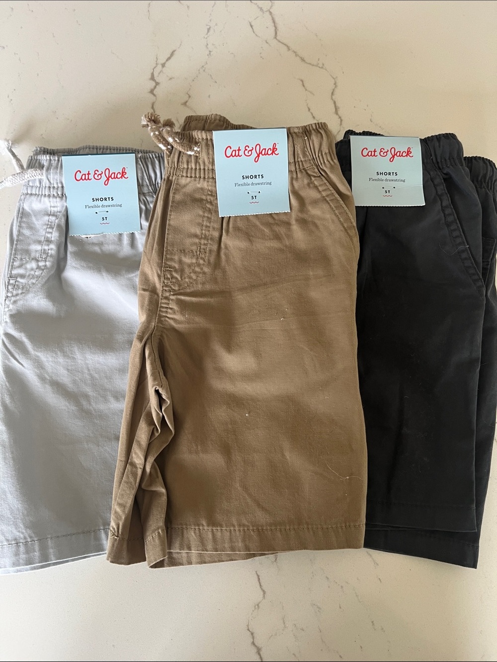 Cat & Jack Three-Pack Pull-On Shorts in Black, Tan & Light Gray